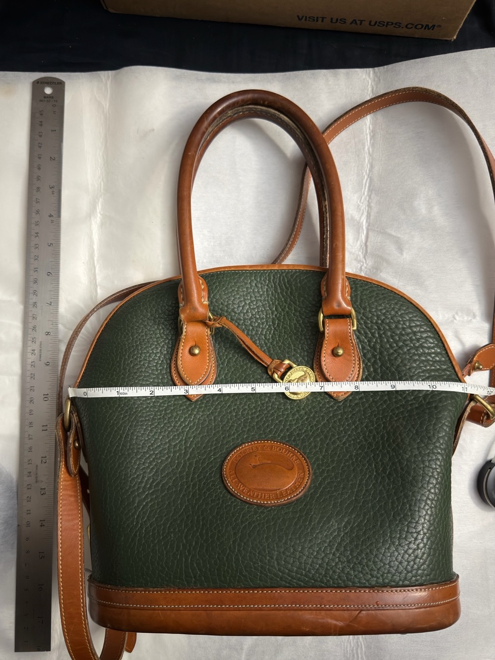 Dooney & Bourke Vintage All Weather Leather Green Satchel Dome Bag